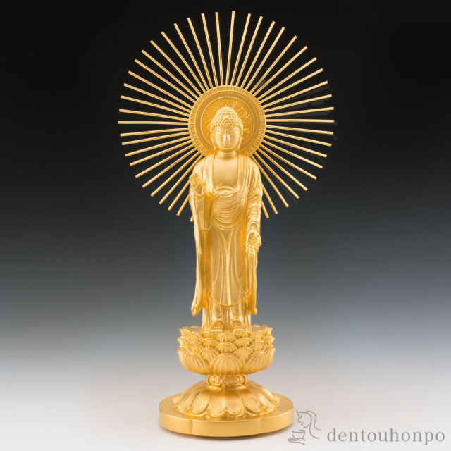 【送料無料】純金 阿弥陀如来（御東） 190g≪1ヶ月程で出荷予定≫ ( 木札名入れ有料 仏壇 寺院 仏様 日本 仏具 東京銀器（金工芸） )