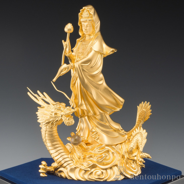 送料無料】 純金 龍上観音 純金170g / 仏壇 寺院 仏様 日本 仏具 東京