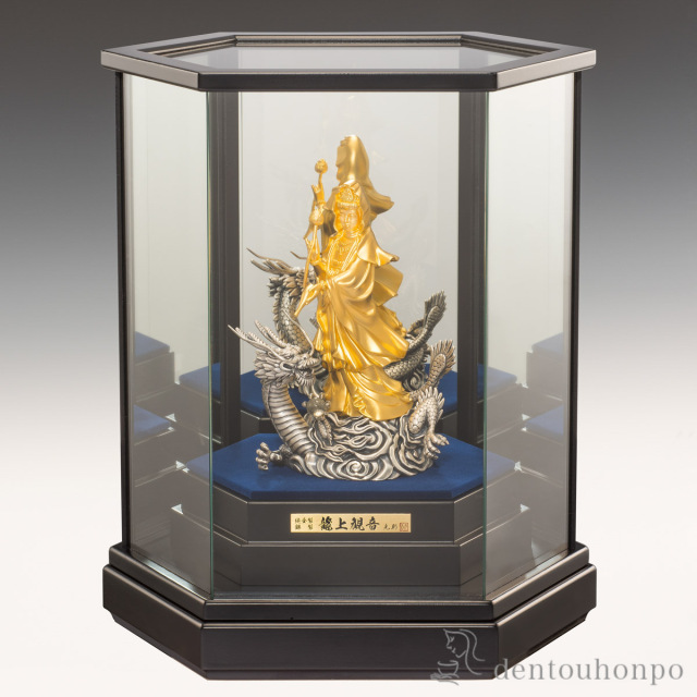 送料無料】 純金/銀製 龍上観音 純金75g / 仏壇 寺院 仏様 日本 仏具