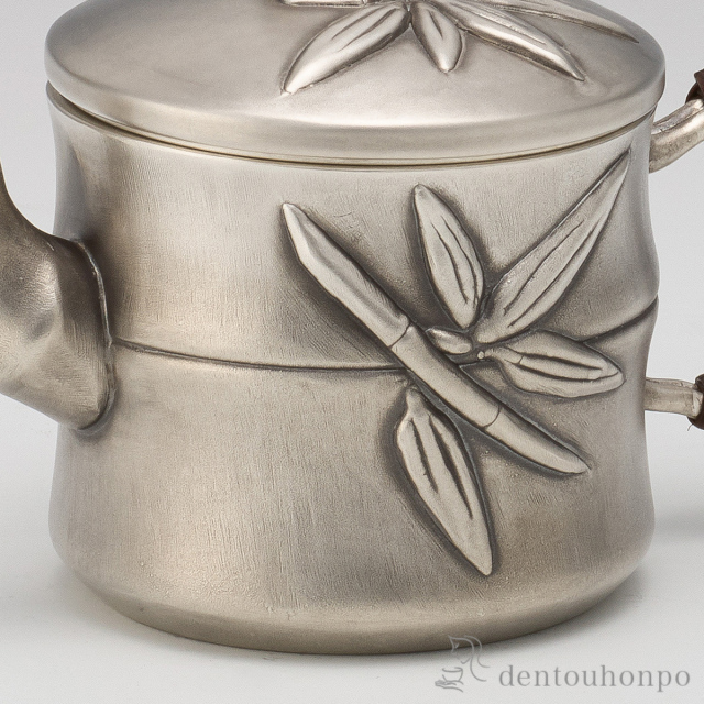G-15 純銀　小物入れ　アンティーク　インテリア　雑貨　美術品　工芸品 送料無料】 純銀 急須 竹 古美 150g / 高級 コレクション 美術品 工芸