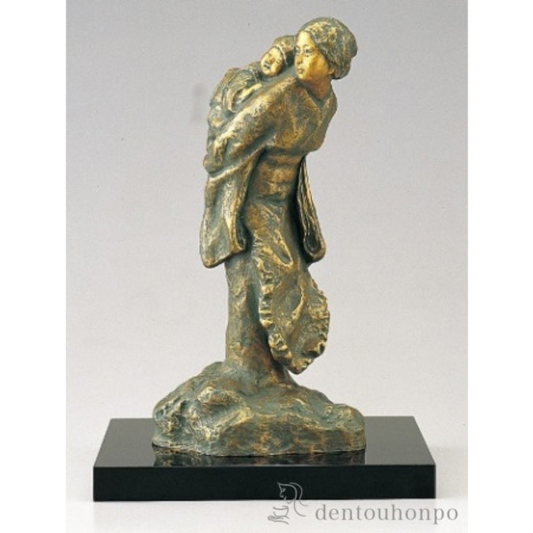 送料無料】 銅製 若き日の母 塗板付き / 置物 玄関 受付 幸運 風水