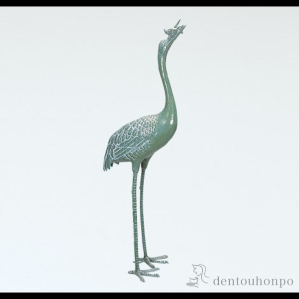 【送料無料】銅製 上向鶴 噴水 25号≪在庫確認後、1~3営業日で出荷≫ ( 木札名入れ有料 屋外 庭 蛇口 ガーデン ガーデニング 高岡銅器 )