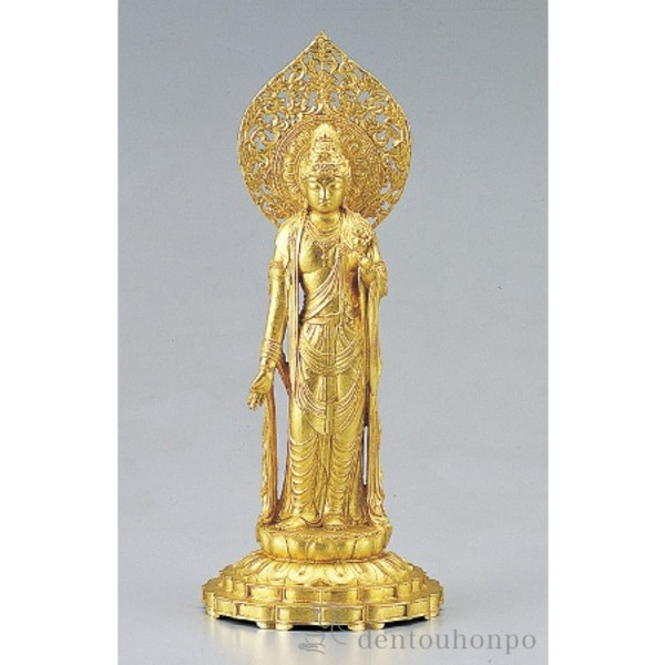 送料無料】 銅製 瑠璃観音 金箔 / 仏壇 寺院 仏様 日本 仏具 高岡銅器