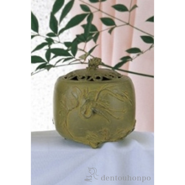 【送料無料】銅製 松鶴文香炉 青銅色≪在庫確認後、1~3営業日で出荷≫ ( お香 線香 リラックス 仏具 人気 高岡銅器 )