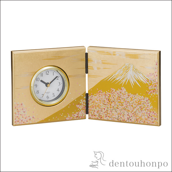 屏風時計 富士雅桜 小≪13時までのご注文即日発送(休業日を除く)≫ ( あすつく 名入れ有料 母の日 プレゼント 初任給 置時計 置き時計 アクセサリー パソコンデスク 人気 山中漆器 )