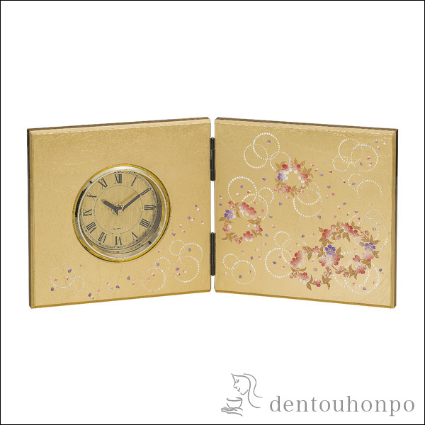 【送料無料】屏風時計 かりん≪在庫確認後、1~3営業日で出荷≫ ( 名入れ有料 置時計 置き時計 アクセサリー パソコンデスク 人気 山中漆器 )