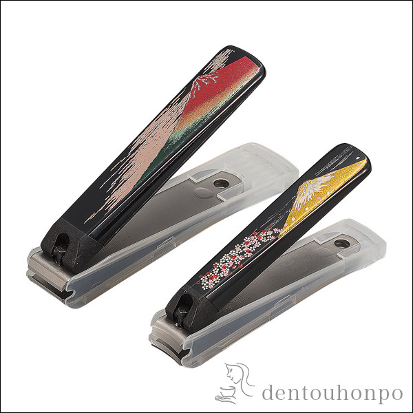 蒔絵爪切り 波 大 / つめきり 爪とぎ 匠の技 貝印 日本製 山中漆器