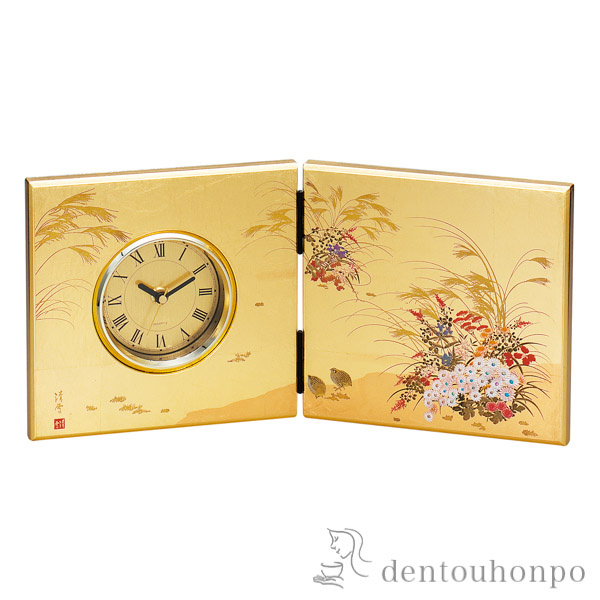 【送料無料】屏風時計 みやび≪入荷日未定≫ ( 名入れ有料 置時計 置き時計 アクセサリー お祝い 女性 山中漆器 )