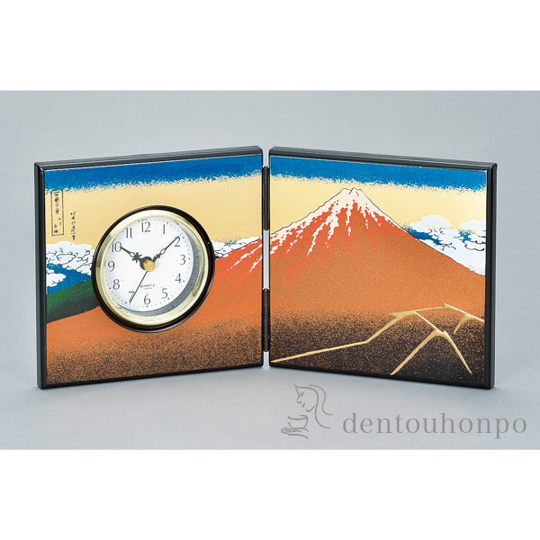 屏風時計 黒富士 小≪在庫確認後、1~3営業日で出荷≫ ( 名入れ有料 置時計 置き時計 アクセサリー パソコンデスク 人気 山中漆器 )