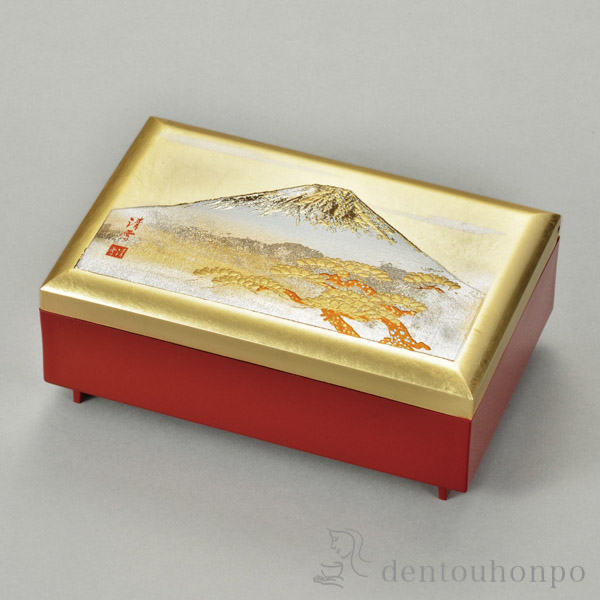 匠宝石箱 白富士 金≪在庫確認後、1~3営業日で出荷≫ ( 名入れ有料 アクセサリー入れ 収納ボックス ケース BOX 宝物 山中漆器 )