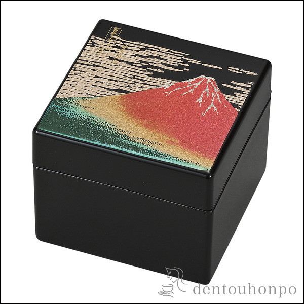姫小箱 赤富士 鏡付≪在庫確認後、1~3営業日で出荷≫ ( 名入れ有料 アクセサリー入れ 収納ボックス ケース BOX 宝物 山中漆器 )