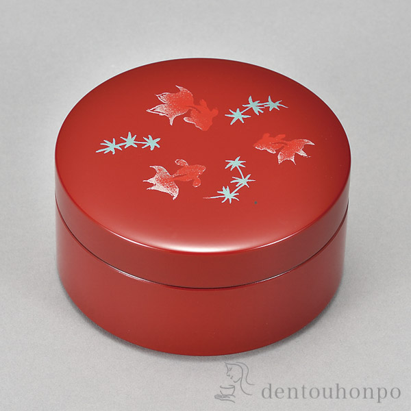 アクセサリーケース 金魚 赤 3号≪在庫確認後、1~3営業日で出荷≫ ( 名入れ有料 アクセサリー入れ 収納ボックス ケース BOX 宝物 山中漆器 )