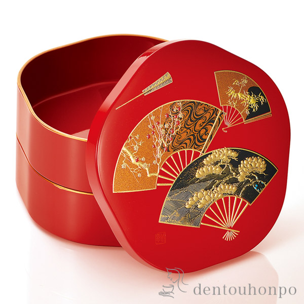 【送料無料】梅二段重 兼六 5寸≪在庫確認後、1~3営業日で出荷≫ ( お正月 新年 おせち 運動会 漆塗り お正月 人気 山中漆器 )