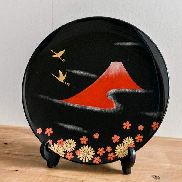 送料無料】 飾り皿 富士 8.5号 皿立付き / 置物 飾皿 スタンド 絵皿  