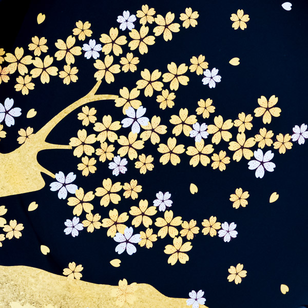送料無料】 飾り皿 黒 桜 皿立付き / 置物 飾皿 スタンド 絵皿