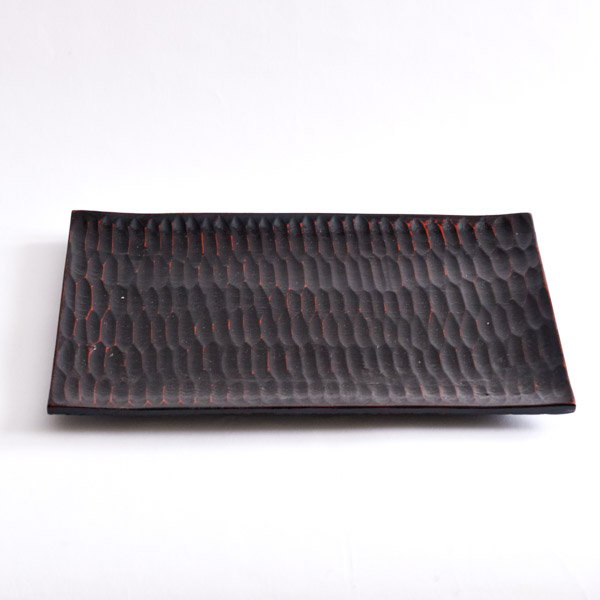 さざなみ皿 黒≪在庫確認後、1~3営業日で出荷≫ ( 角皿 長皿 焼き魚 さんま おしゃれ 山中漆器 )