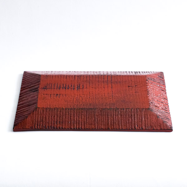 さざなみ皿 根来 / 角皿 長皿 焼き魚 さんま おしゃれ 山中漆器 ≪在庫