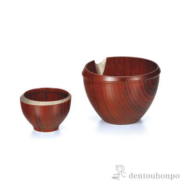 【送料無料】ぐい呑 欅2.2三日月ぐい呑 赤摺 ぐい呑1個≪在庫確認後、1~3営業日で出荷≫ ( ぐいのみ 盃 酒器 セット 日本酒 山中漆器 )
