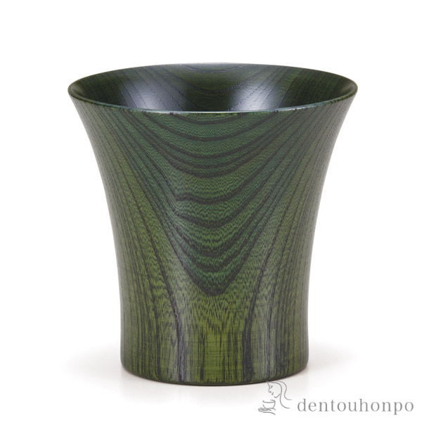 カップ Keyaki　Cup グリーン　≪注文後に商品取り寄せ、後日納期連絡致します≫ ( 退職祝い 定年 焼酎グラス ビアカップ ビールグラス フリーカップ グラス 山中漆器 )