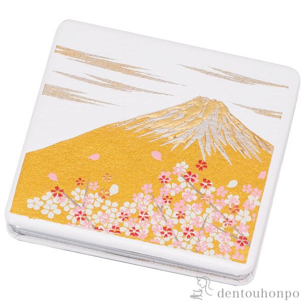 ソフトコンパクトミラー 富士雅桜 S 拡大鏡付き≪在庫確認後、1~3営業日で出荷≫ ( 名入れ有料 ハンドミラー コンパクト お土産 記念品 アンティーク 山中漆器 )