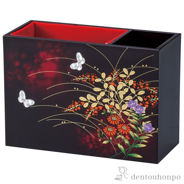 携帯（スマ―トフォン）＆ペンスタンド みやび野≪在庫確認後、1~3営業日で出荷≫ ( 名入れ有料 アクセサリー入れ 収納ボックス ケース BOX 宝物 山中漆器 )