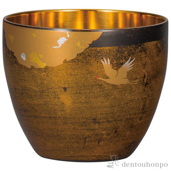 【送料無料】漆磨2重ぐい呑み　かがやき 白檀 黒≪在庫確認後、1~3営業日で出荷≫ ( 漆磨 ぐいのみ 盃 酒器 保冷 保温 日本酒 山中漆器 )