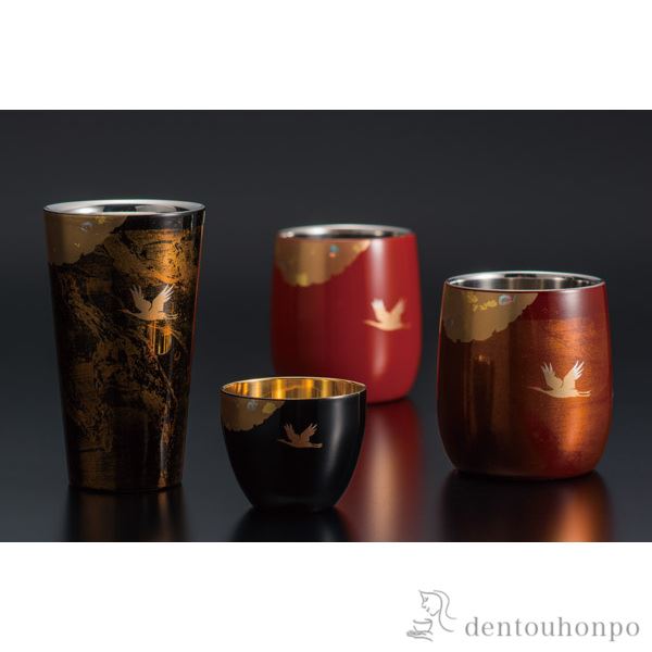 ♡お茶会にも♪お値下げしました【新品✨未使用】山中漆器☆御銘々皿五組セット価格 送料無料】 漆磨2重 ダルマカップ かがやき 白檀 黒 / 焼酎カップ