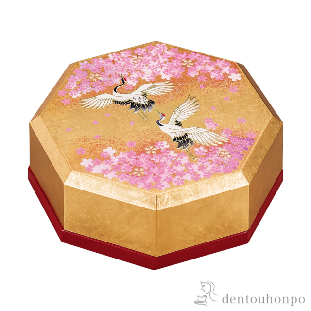 金蒔絵吉祥文八角鉢漆器