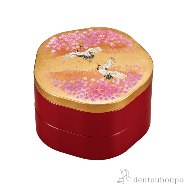 花重 花見鶴 金 5号 / おせち 運動会 漆塗り お正月 人気 山中漆器