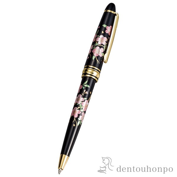 漆芸ボールペン 福桜 黒≪在庫確認後、1~3営業日で出荷≫ ( 初任給 プレゼント 母の日 高級 ball pen 鉛筆 水性 油性 山中漆器 )
