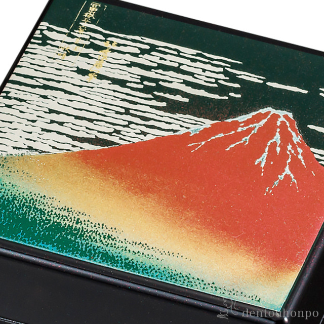 送料無料】 角宝石箱 赤富士 オルゴール付 / アクセサリー入れ 収納