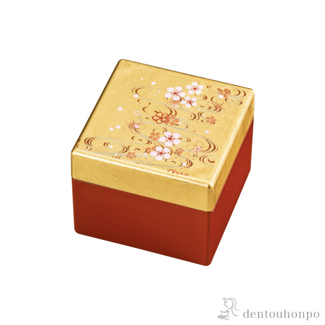 【送料無料】角宝石箱 桜川 オルゴール付≪在庫確認後、1~3営業日で出荷≫ ( アクセサリー入れ 収納ボックス ケース BOX 宝物 山中漆器 )
