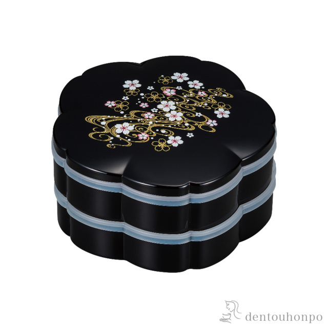 【送料無料】桜オードブル  桜川 ブラック 7.5号≪在庫確認後、1~3営業日で出荷≫ ( 山中漆器 名入れ有料 おせち 運動会 漆塗り お正月 人気 山中漆器 )