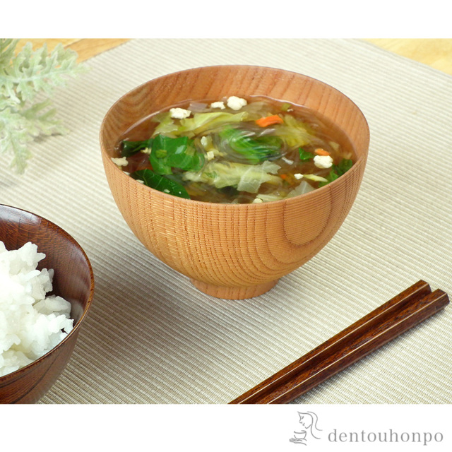 【送料無料】木製千筋碗 つぼみ形 ２個セット≪在庫確認後、7営業日程で出荷≫ ( 雑煮椀 お椀 お吸い物 味噌汁 おすすめ 山中漆器 )