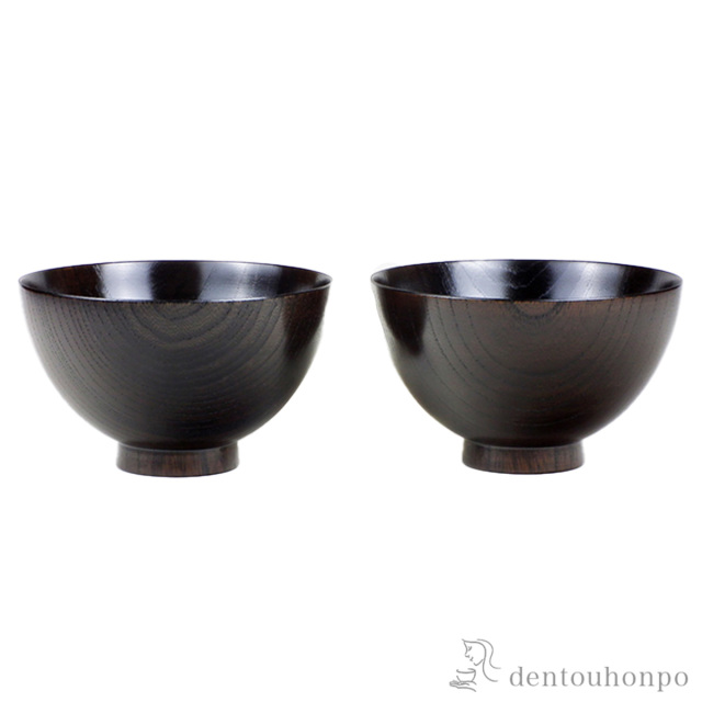 【送料無料】木製大椀 つぼみ 神代色 ２個セット≪在庫確認後、7営業日程で出荷≫ ( 雑煮椀 お椀 お吸い物 味噌汁 おすすめ 山中漆器 )