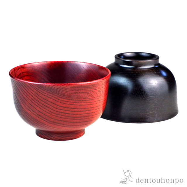 【送料無料】木製羽反汁椀 茜色 神代色 ２個セット≪在庫確認後、7営業日程で出荷≫ ( 雑煮椀 お椀 お吸い物 味噌汁 おすすめ 山中漆器 )