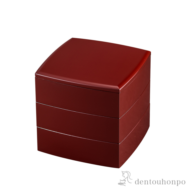 胴張三段重 吟朱 小 / おせち 運動会 漆塗り お正月 人気 山中漆器