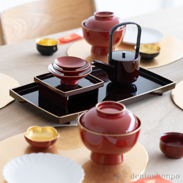 新品未使用 山中漆器 屠蘇器 溜渕金 送料無料】 屠蘇器 溜渕金 / おとそ とそ器 日本酒 お正月 迎春 山中