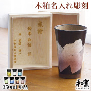 九谷焼 ビアカップ awatana 銀彩 専用木箱付き 350ml 1個 蓋裏レーザー名入れ彫刻料込み≪在庫確認後、1~3営業日で出荷≫ ( 和窯 awatana 木箱名入れ有料 タンブラー ビアグラス ビアカップ ビールグラス ビールカップ 九谷焼 )