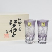 江戸切子 木箱入クリスタルガラス 伝統工芸士作 一口ビール 2個セット未使用 日本の伝統工芸品 正規通販サイト｜伝統本舗(本店)