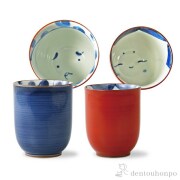 組湯呑 おかめひょっとこ ペア≪在庫確認後、10~14営業日程で出荷≫ ( 湯呑み 湯のみ セット 湯飲み おすすめ セット 波佐見焼 )