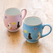 【送料無料】ペアマグカップ 交趾花ねこ≪注文後に商品取り寄せ、後日納期連絡致します≫ ( 母の日 プレゼント 初任給 プレゼント デザイン マグ オリジナル タンブラー セット 清水焼 京焼 )