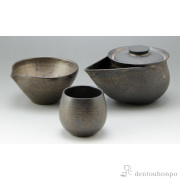 【送料無料】宝瓶茶器揃 黒銹 小≪在庫確認後、1~3営業日で出荷≫ ( 清水焼 京焼 茶器セット 急須 湯呑み 日本茶 中国茶 清水焼 京焼 )