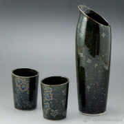 【送料無料】一太刀 酒器セット 黒燿虹彩≪在庫確認後、1~3営業日で出荷≫ ( 清水焼 京焼 酒器 日本酒 冷酒 プレゼント 人気 清水焼 京焼 )