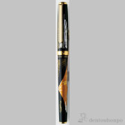 【送料無料】金沢箔万年筆 赤富士≪在庫確認後、1~3営業日で出荷≫ ( 箔一 退職祝い 定年 まんねんひつ インク付 文房具 万年ひつ 山中漆器 金沢金箔 )