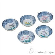 九谷焼 小鉢揃 草花絵変り 4.5号≪在庫確認後、通常即日で出荷≫ ( 和食器セット 小鉢 揃える 食器 和食 九谷焼 )