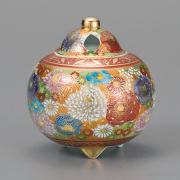 【送料無料】香炉 金花詰 4号≪在庫確認後、1~3営業日で出荷≫ ( 木箱名入れ有料 お香 線香 リラックス 仏具 人気 九谷焼 )