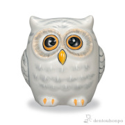 ふくろう 白盛彩 3.3号≪在庫確認後、1~3営業日で出荷≫ ( 木札名入れ有料 フクロウ 置物 玄関 風水 小物 九谷焼 )