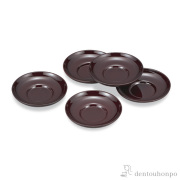 【送料無料】茶托五客揃 溜 4号 5枚セット≪在庫確認後、1~3営業日で出荷≫ ( 茶たく 湯のみ 湯呑み 日本茶 おすすめ 山中漆器 )