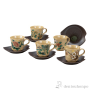 【送料無料】コーヒーセット 金箔草花絵変り≪在庫確認後、通常即日で出荷≫ ( 退職祝い 定年 セット ソーサー ティーカップ 美味しい おすすめ 九谷焼 )